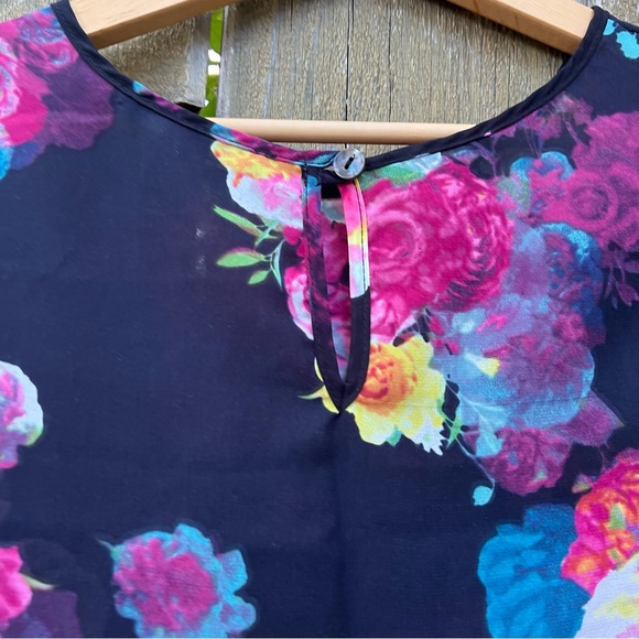 Vintage Navy Moody Floral Peplum Babydoll Tunic Top 🌿 - Picture 8 of 9